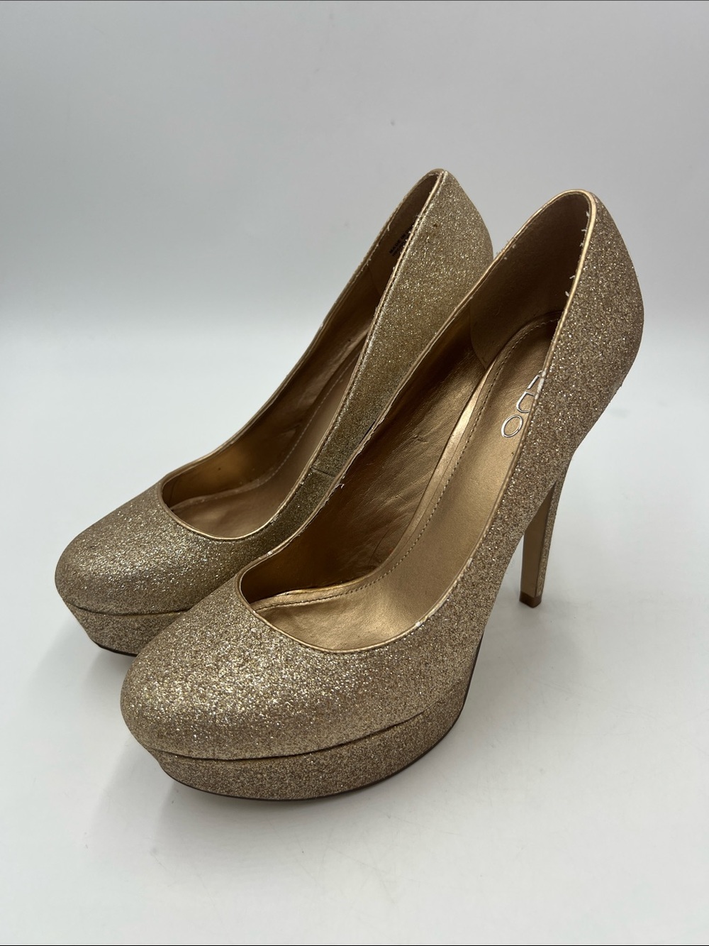 Aldo Gold Glitter Platform High Heel Pumps - Women